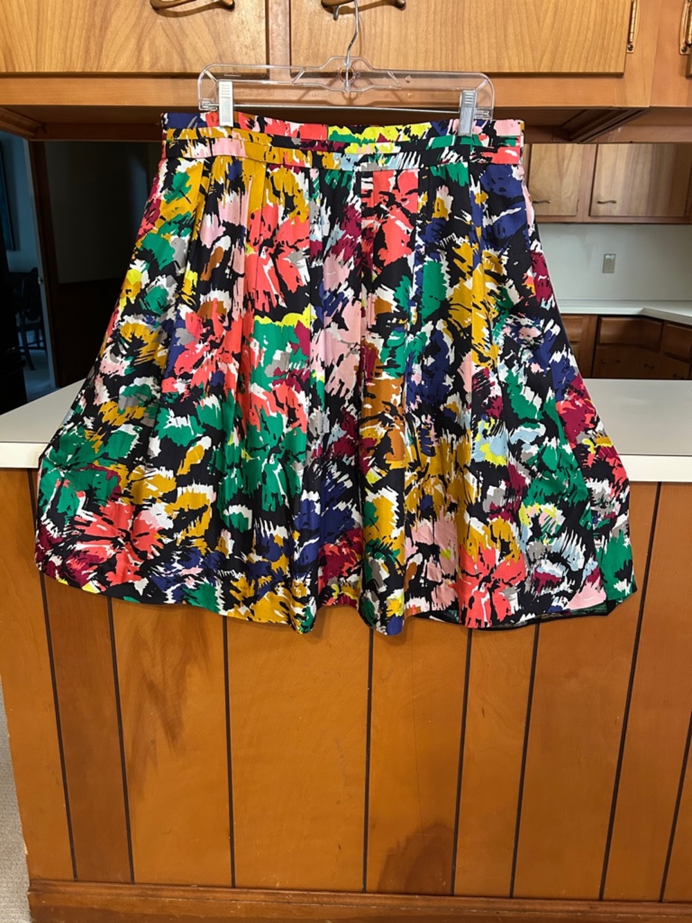 J. Crew 100% Silk Skirt Women Vibrant Colorful Paint Splatter A-Line - Size 14 - Picture 3 of 14